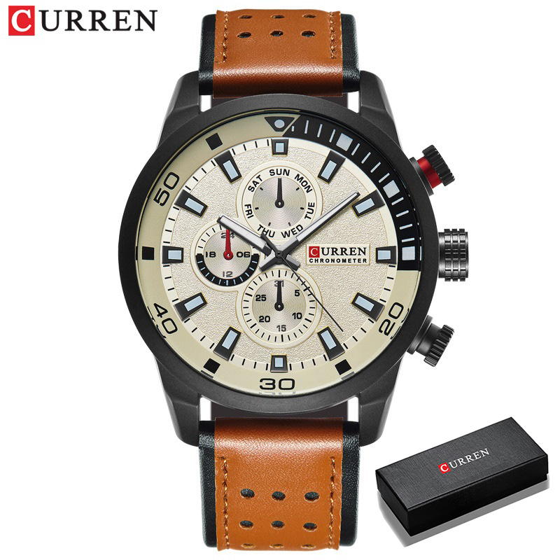 Luxury Watch Maker - CURREN-ساعة رجالية أنيقة ، كوارتز ،