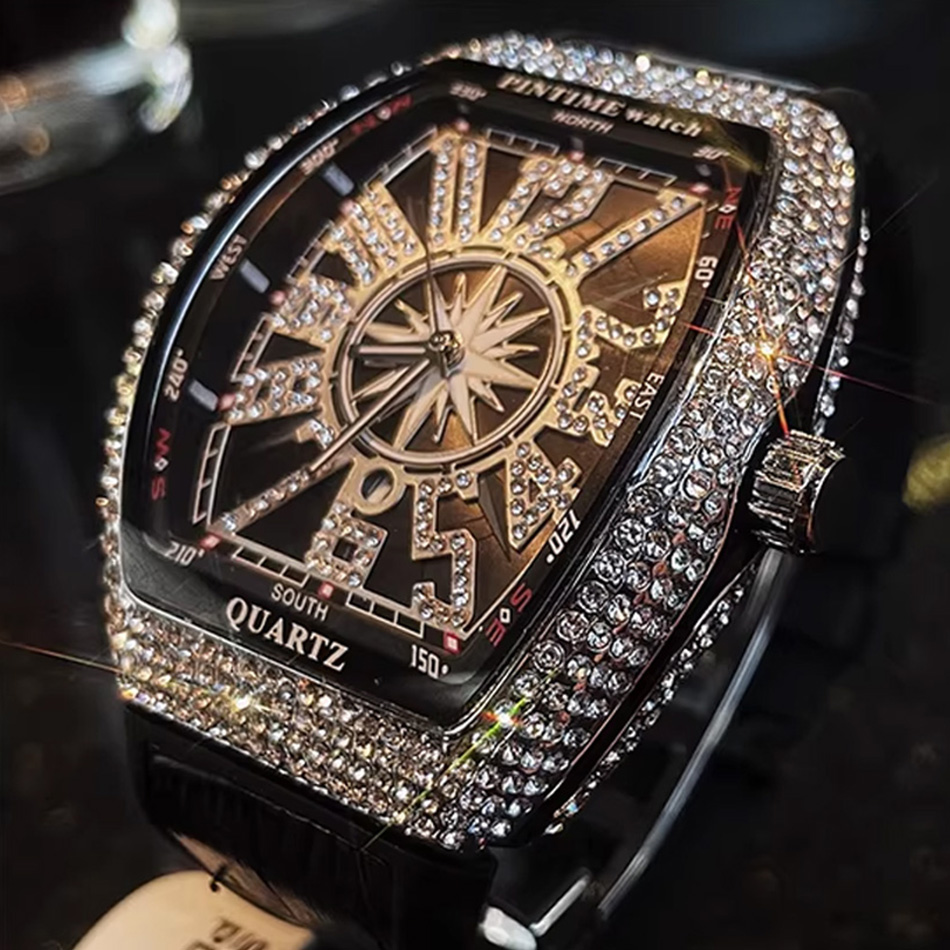 Luxury Watch Maker - ساعة يد فاخرة للرجال مرصعة بالألماس،